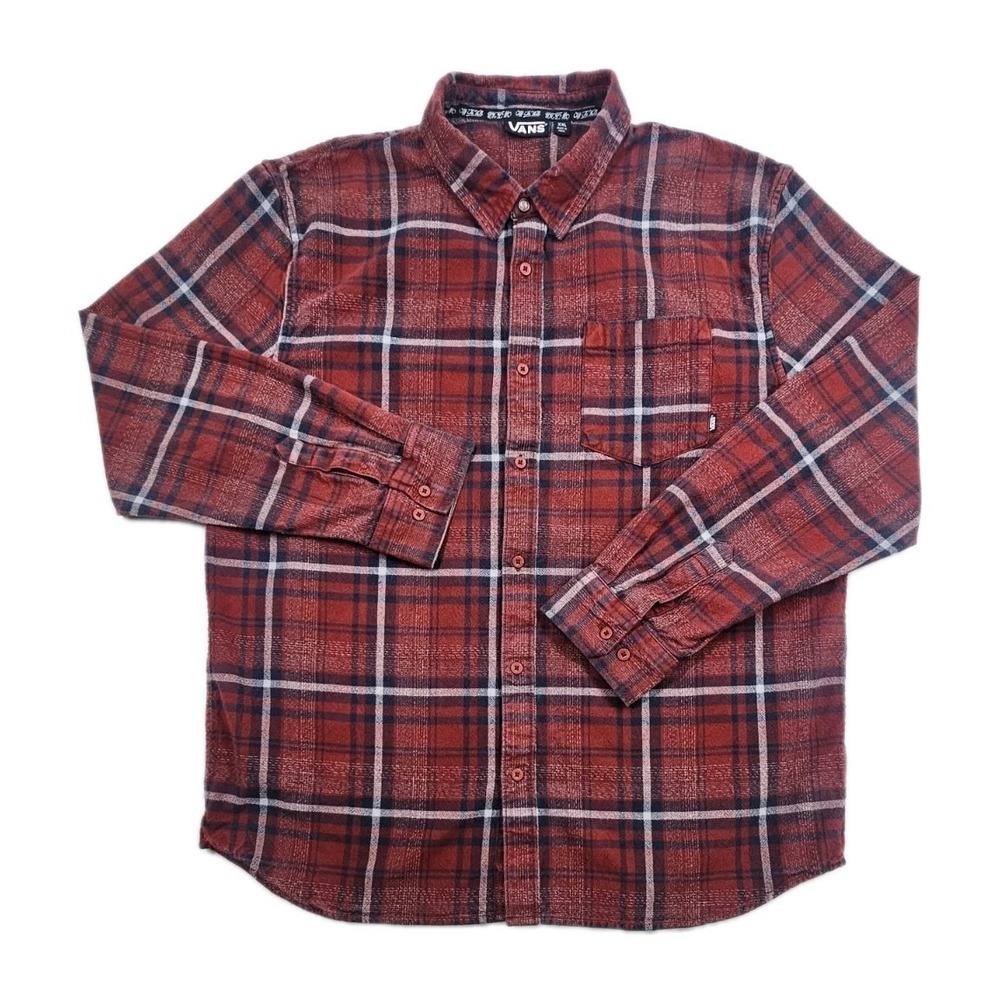 Vans Off The Wall Mens XXL Red Heavy Flannel Plaid Button Up Shirt Work Jacket